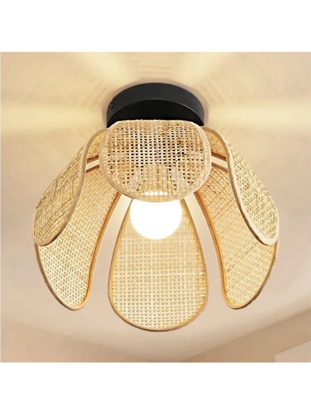 Woven Petal Rattan Ceiling Light - Natural
